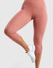 Gymshark  Deep Blush pink Studio Cropped Cutout Leggings Nylon Blend Size Medium