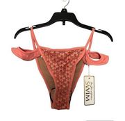 For Love & Lemons lace‎ Bikini Bottoms coral size S NWT