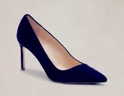 Banana Republic Navy Blue Suede Slip On Pointed Toe Heels Women’s Size 8.5