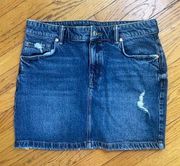 Allsaints Distressed Denim Jean Mini Skirt Size 8