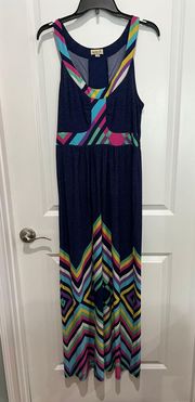 Multicolor Geometric Maxi Dress, Sz L