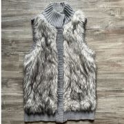 Michael Kors Faux Fur Sweater Vest Gray Small