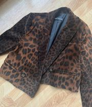 ZARA Leopard Cropped Blazer