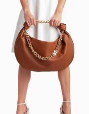 NICOLE MILLER Brown Hobo Bag Faux Leather NWT