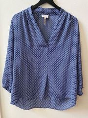 Laundry by Shelli Segal 3/4 sleeve blouse, blue, size large