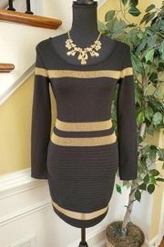 HERA COLLECTION Long Sleeve Black Body-con Dress Large