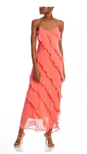 Coral Ruffle Slip Dress