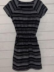 LUCKY BRAND | Black and Heathered Blue Stripe Dress | XS