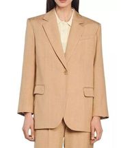 Hugo Boss Long Sleeve Notch Lapel Button Front Blazer Jacket Beige Women's US 4