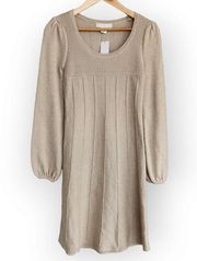 Y2K Kaisley Wool Blend Tan Empire Waist Sweater Dress M