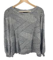 Ellen Tracy Womens Long Sleeve Sweater Pullover Geometric Boatneck Gray XL