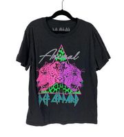 DEF LEPPARD Womens Size Small Graphic T Shirt Band Tee Short Sleeve Black Neon