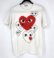 Play Comme Does Garcon Red And Black Heart T Shirt Size L