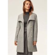 Babaton Gray Button Front Wool Midi Length Connor Coat