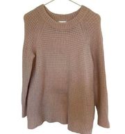 Lou & Grey Waffle Knit Pink Pullover Sweater Size Medium alpaca blend