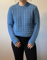 Blue  Knitted High Neck Sweater