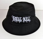 Dolls Kill Embroidered Logo Bucket Hat Black One Size Rock Punk Goth Unisex