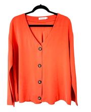 MISS LOOK Women's SZ 2XL Flowy Silhouette Orange Button Closure Blouse