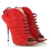 Authentic Giuseppe Zanotti Red SuedeStrappy Open-Toe Booties