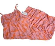 SOCIAL STANDARD SANCTUARY Smocked Back Midi Tiered Pink Orange NWT Dress Large