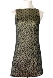 TIBI Metallic Leopard Polka Dot Pocket Sleeveless Dress in Gold Black Size 2