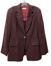 Brooks Brothers Women’s Camel Hair Blazer Size 6 Plum One Button Jacket