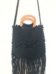 Danielle
Nicole Macrame Fringe Wood Handle Shoulder Purse