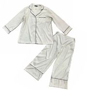 Kate Spade 2 Piece Long Pajama Set White with Black Trim size Medium