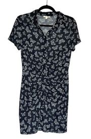 LA HEARTS Semi-sheer Butterfly Shirt Dress