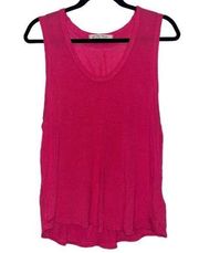 We The Free  - “Take The Plunge” Bright Pink Scoop Neck Tank Top - Size Large