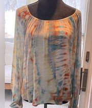 NWOT Karen Kane Tie Dye Peasant Top