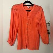 Nanette Lepore‎ salmon orange Ruffle Chiffon king sleeve Blouse small