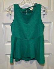 Anthropologie Deletta Green Scoop Neck Sleeveless Peplum Top size S