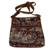 Sakroots Flat Crossbody Bag Multicolor Floral Bird Print Pockets