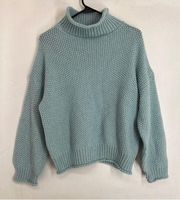 BB Dakota Steve Madden blue Chunky Knit Mock Neck Sweater Sz medium