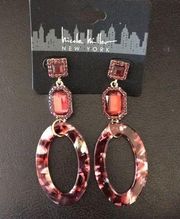 Nicole Miller Red Garnet 3 tier earrings 3"