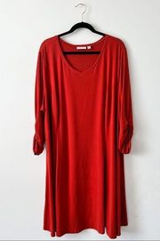 Susan graver liquid knit dress burnt orange lagenlook