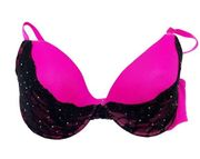 Smart & Sexy Womens 42D Jeweled Push Up Bra Underwire Pink Black Lace