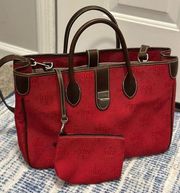 Dooney & Bourke Red Canvas Bag with A Pouch