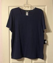 NWT Vintage Sag Harbor Square Neck Navy Blouse 1X