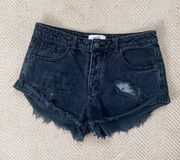 Black Wash Denim Shorts