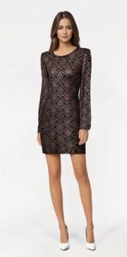 Lucca Couture Black and rose gold long sleeve dress size medium Luca couture