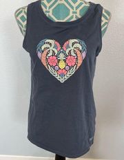 Life Is Good Palm Trees Tropical Heart Crusher Lite Tank Top size Medium Blue