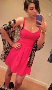 Forever 21  hot pink cut out skater dress