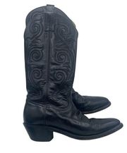 Tony Lama Pampas Vaquero VL 1972 Shiny Black Western Cowboy Boots Women 7.5