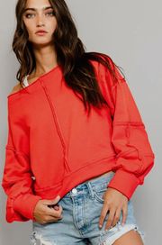 Raw Edge Cropped Top Pullover 