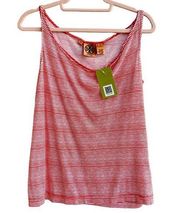 Tory Burch Sleeveless Stretch 100% Pima Cotton Striped Tank Top Red Women's XS