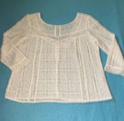 SEZANE blouse elegant lacey crocheted details NEW size L  or 42