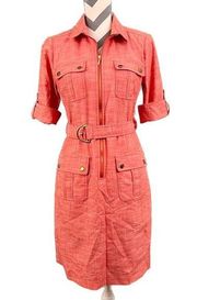 Sharagano Orange Belted Shirt Dress - Size 8