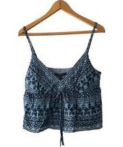 BCBGMaxazria Embroidered Tie Front V-Neck Tank Top—Size Small